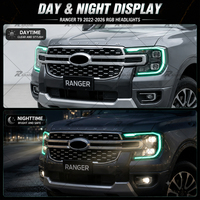 Phares LED RGB pour Ford Ranger T9, Contrôle par application mobile, Paire gauche et droite, Plug and Play, Ensemble de phares avant de voiture