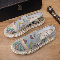 Sepatu Espadrilles Kasual Pria Kanvas Datar Atas TY Printing