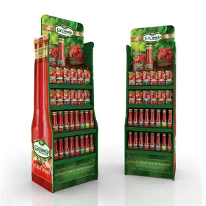 Custom Supermarket Food Seasoning Display Rack Cardboard Paper Display Shelves Floor Stand For Promotion