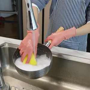 China Fabriek Custom Logo Gedrukt Herbruikbare Waterdichte Huishoudelijke Keuken Afwassen Mini Rubber Latex Handschoenen