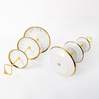 Support à gâteaux de mariage personnalisé, 3 niveaux, en céramique marbre, or, porcelaine décorative, vente en gros, pop,
