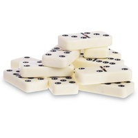 Ensemble de jeu de dominos double 6 ivoire 28 pièces personnalisé 5612 étui à dominos en cuir marron