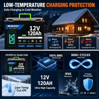 Baterai Lithium 12V LiFePO4 60Ah 100Ah 120Ah Mendukung Koneksi Seri Port USB untuk Penyimpanan Energi Surya Rumah, RV, Kapal Laut, Perkemahan, UPS