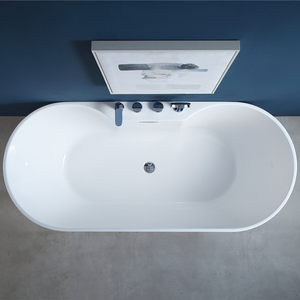 Bathroom Bathtub Solid <b>White</b> Round Acrylic Stacked Bathtub With Stainless Steel <b>Bracket</b> and Drainer - Product Image 4