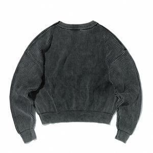 Pull en coton tricoté sur mesure pour homme, effet délavé, style décontracté, rétro, tendance, streetwear, pull d'hiver, vêtements pour homme - Product Image 2