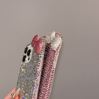Coque de téléphone de luxe rose avec nœud mignon et strass 3D scintillants pour iPhone 17 Pro Max – Étui Bling pour femmes et filles – Accessoires de téléphone en gros