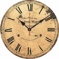 Horloge murale de 30 mm d'épaisseur, design contemporain, style antique, mouvement à quartz chinois, couleur chocolat, cadre en tissu sur mesure