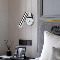 Cabecero Flexible de Hotel de alta calidad, iluminación de lectura Led, mesita de noche de aluminio, luz de lectura de pared de 3W con interruptor