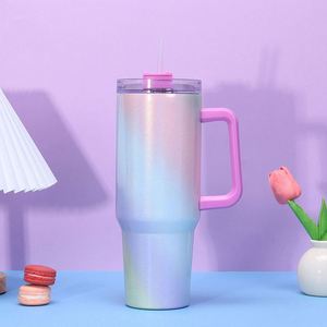 40oz Insulated Handle Tumbler <b>With</b> <b>Lids</b> and Straw Sublimation Adventure <b>Reusable</b> Vacuum Travel Tumbler - Product Image 1