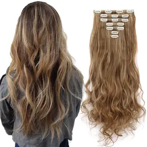 24" High Quality Hair Extension Supplies Best Synthetic Fiber Straight Clip In Hair Extensions Cheap U Part Wig For Women