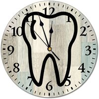 Horloge murale en acrylique de conception artistique moderne de 10 pouces, personnalisation, horloges rondes en MDF, décorations dentaires, logo personnalisé