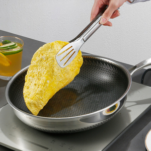Poêle à frire antiadhésive en acier inoxydable à trois couches Cuisinière à gaz polyvalente classique Électromagnétique pour oeufs frits Frittata Steak - Product Image 6