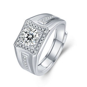 Moissanite सगाई पुरुषों की अंगूठी बहादुरी की <span class=keywords><strong>1CT</strong></span> दौर Moissanite हीरा 925 स्टर्लिंग चांदी की अंगूठी - Product Image 1