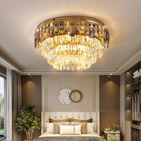 Lustre LED en cristal K9 de luxe pour la maison et l'hôtel, lumière ronde ou rectangulaire pour salle à manger et salon