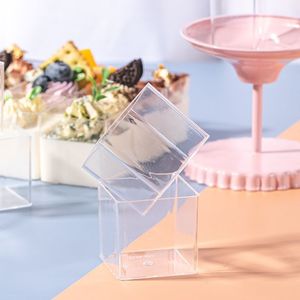 Dùng Một Lần Nhựa Mousse Cup Vuông Tráng Miệng Bảng Cup Cho Tường Duy Nhất Cách Sử Dụng Cho Tiramisu Pho Mát Thạch Bánh - Product Image 4
