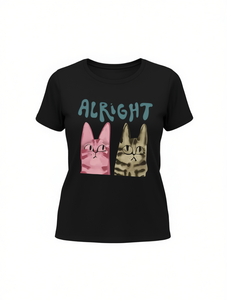 T-shirt a maniche corte con stampa simpatica gatta tabby, girocollo, casual, in jersey, 100% cotone, per tutte le stagioni - Product Image 1