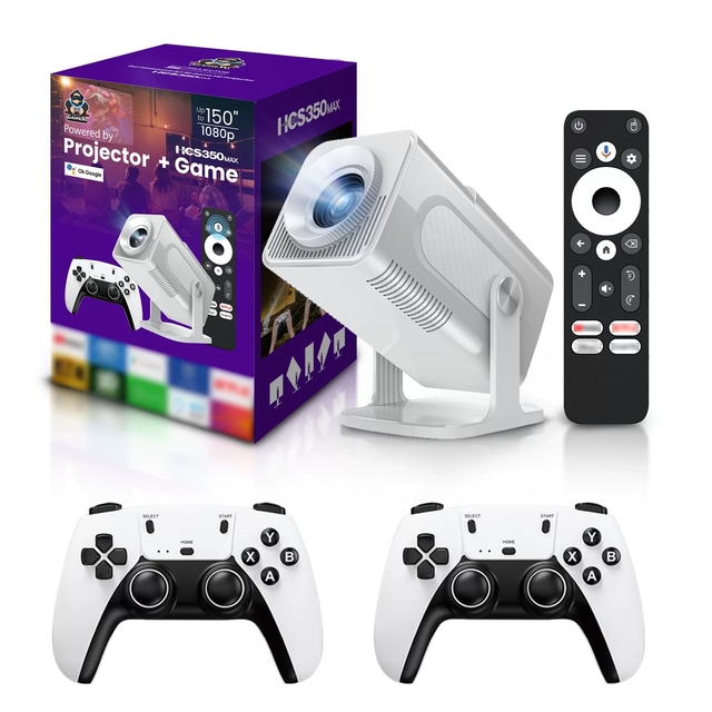 New HCS350 Max 1080P Game Projectors 4K Android Smart BT WIFI Portable Smart Game Console Home Video Theater Beamer