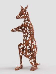 Sculpture d'animal en acier inoxydable ajouré, Art en métal, taille réelle, Sculpture de jardin, Statue de kangourou ajourée, nouveau Design 2022 - Product Image 6