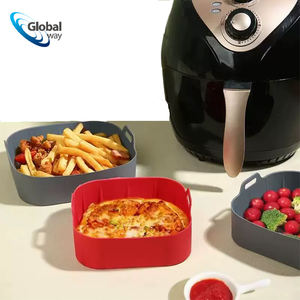 Bandeja Cuadrada <span class=keywords><strong>de</strong></span> <span class=keywords><strong>Silicona</strong></span> <span class=keywords><strong>para</strong></span> <span class=keywords><strong>Freidora</strong></span> <span class=keywords><strong>de</strong></span> <span class=keywords><strong>Aire</strong></span>, 18.5x18.5x5cm - Molde Antiadherente Apto <span class=keywords><strong>para</strong></span> Horno <span class=keywords><strong>para</strong></span> Pollo, Pizza y Papas Fritas, Gris, Esencial <span class=keywords><strong>para</strong></span> la Cocina - Product Image 2