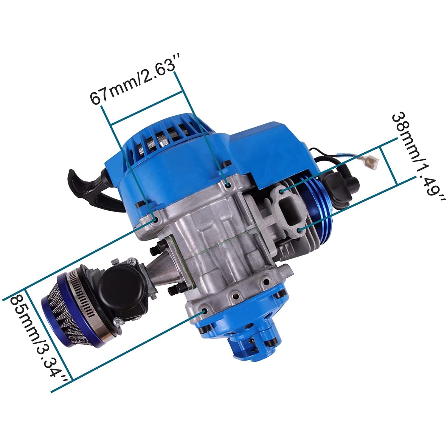 GOOFIT Lanceur à Rappel En Alliage Bleu – Démarreur Manuel 2 Temps Pour 47cc 49cc Pocket Bike, Mini ATV, Dirt Bike, Go Kart