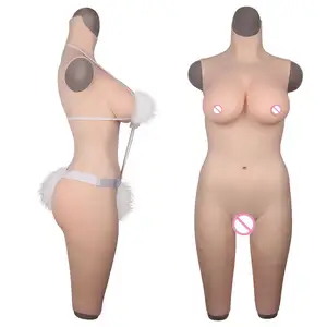 URCHOICE realistic silicone gel crossdresser fake woman ass pussy dress & false hug boobs for transgender shemale D G cup