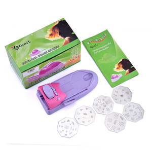 Kit d'impression pour nail art comprenant des plaques de peinture couleur, des fournitures d'entretien, un modèle à poignée en plastique YHJ01, emballage en boîte - Product Image 1