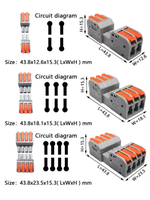 Connecteur de câblage rapide à 3 voies à prix d'usine, mâle vers femelle, bornier à levier, 32A 450V 12-24 AWG PA66