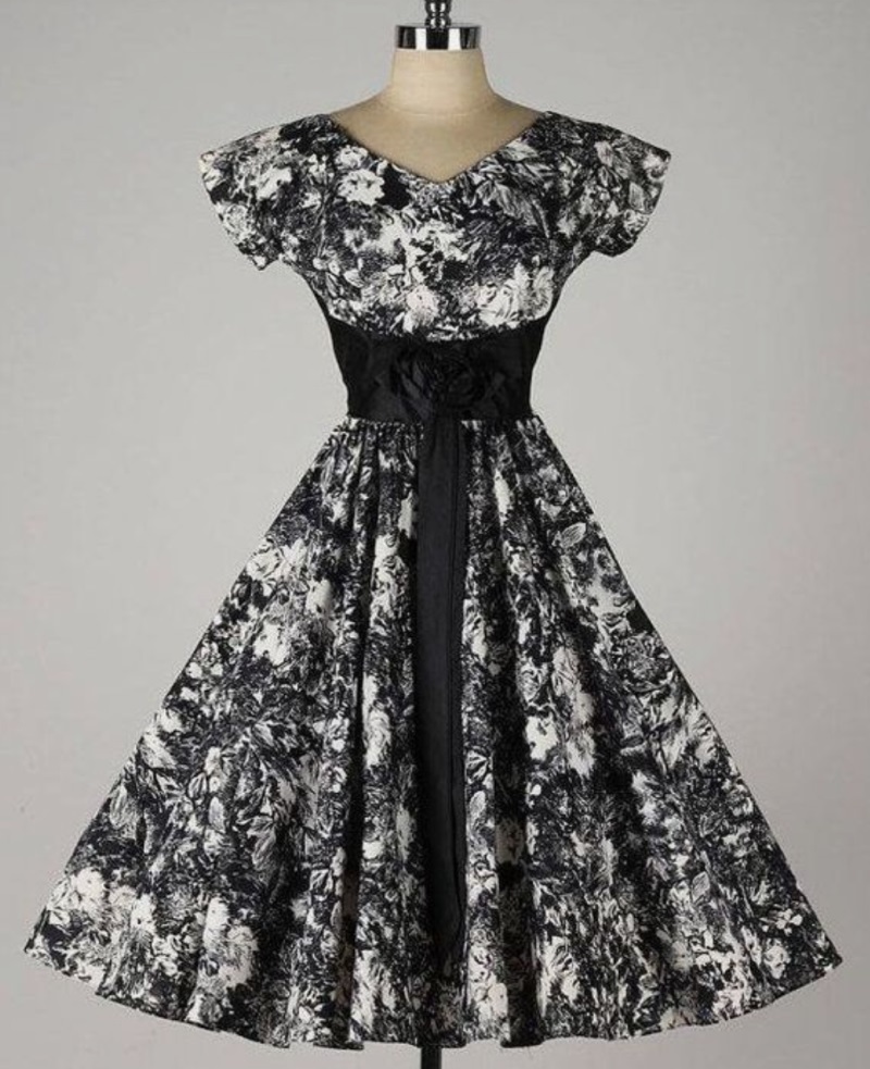 Custom High Quality Printed Design Vintage Dress