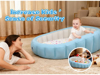 Matelas Gonflable de Voyage pour Enfants avec Côtés Surélevés, Design Portable, Motif Étoiles et Lune, Housse Amovible Lavable, Matériau PVC