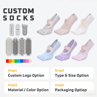 Chaussettes de danse et de fitness pour femmes à cinq doigts avec bordure en dentelle et semelle antidérapante en silicone pour Pilates, yoga et entraînement