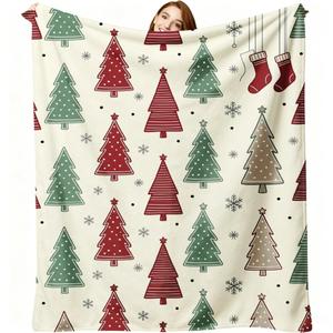 Christmas Christmas Tree Snowflake Flannel <b>Blanket</b> Throw <b>Blanket</b> Nap <b>Blanket</b> Xmas Gift Holiday Decor Fade Resistant Lightweight - Product Image 2