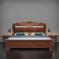 Lit double en bois massif de style chinois minimaliste moderne, meubles de chambre à coucher élégants pour lit king-size
