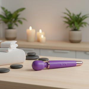 Masajeador de Silicona de Doble Cabezal con Función Musical, Recargable por USB, Alivio para Espalda/Cuerpo, Potentes Motores Dobles - Product Image 1