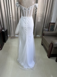 فساتين سهرة هندية مثيرة بتصميم حورية البحر بلون العاج مع تطريز خرز وشق عالي منسوج من سيرين هيل للحفلات - Product Image 4