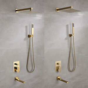 Sistema <span class=keywords><strong>Doccia</strong></span> Incassato a 3 Funzioni con Soffione Quadrato a Pioggia, Bocchetta Vasca e Doccetta a Parete in Ottone per Bagno - Product Image 5