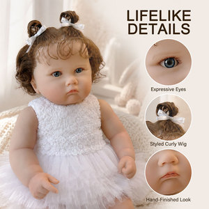 BAkwbwBY Poupée Reborn Taille Toddler 24 Pouces Réaliste Tête et Membres en PVC Vinyle Corps en Tissu Rembourré Coton Mohair Bru - Product Image 6
