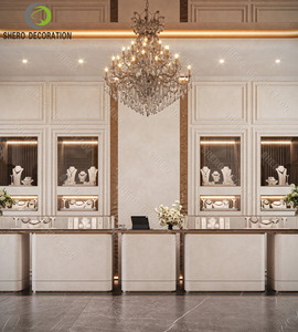 Vitrine de présentation de bijoux en acier inoxydable et verre avec éclairage, comptoir de présentation de bijoux, designs personnalisés pour salles d'exposition de bijoux - Product Image 1