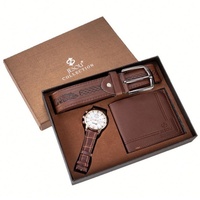 Montre à quartz moderne pour homme en alliage 40 mm avec mouvement Hangzhou, cadran à aiguilles, portefeuille et ceinture écologiques, coffret cadeau trois pièces