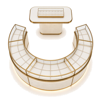 Comptoir d'exposition de bijoux en métal doré sur mesure avec éclairage LED pour magasin de détail et distributeur en gros