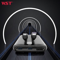 WST Banco De Potencia Innovant LED Affichage Numérique Capacité Réelle OEM ODM Charge Rapide 10000mah Power Bank avec Câble de Charge