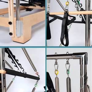 Reformer de Pilates de media torre que ahorra espacio con carro suave y ruedas silenciosas, Reformer de torre para el hogar para programas de fisioterapia - Product Image 3