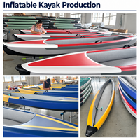 Kayak gonflable pour 2 personnes avec pagaie, pompe, aileron et kit de réparation, en PVC, plus de 4 m de long, pliable