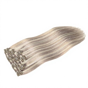 Extensions de <span class=keywords><strong>cheveux</strong></span> indiens à clipser, <span class=keywords><strong>cheveux</strong></span> humains Remy véritables, 120g, 18 pouces, blond cendré, blond décoloré, lisses et soyeux, 6 pièces - Product Image 6