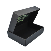 Boîtes d'emballage en papier de luxe avec logo personnalisé Boîte postale pour cadeau Boîte en carton ondulé pliable noire imprimée pour cosmétique