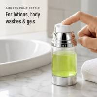 Botol Pompa Plastik Silinder Tanpa Udara Grosir, Mulut Lebar 200ML, untuk Krim Wajah, Pembersih Wajah, Serum, Losion