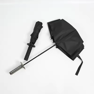 Samurai <b>Sword</b> Katana Folding Umbrella Japan Polyester CLASSIC Giveaways Logo Japanese Black Coated Metal Frame Three-Folding - Product Image 4