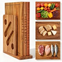 Ensemble de planches à découper en bois OEM ODM avec support de rangement, fabricant certifié FSC FDA, planche à découper unique pour la décoration de la cuisine à domicile, cadeau