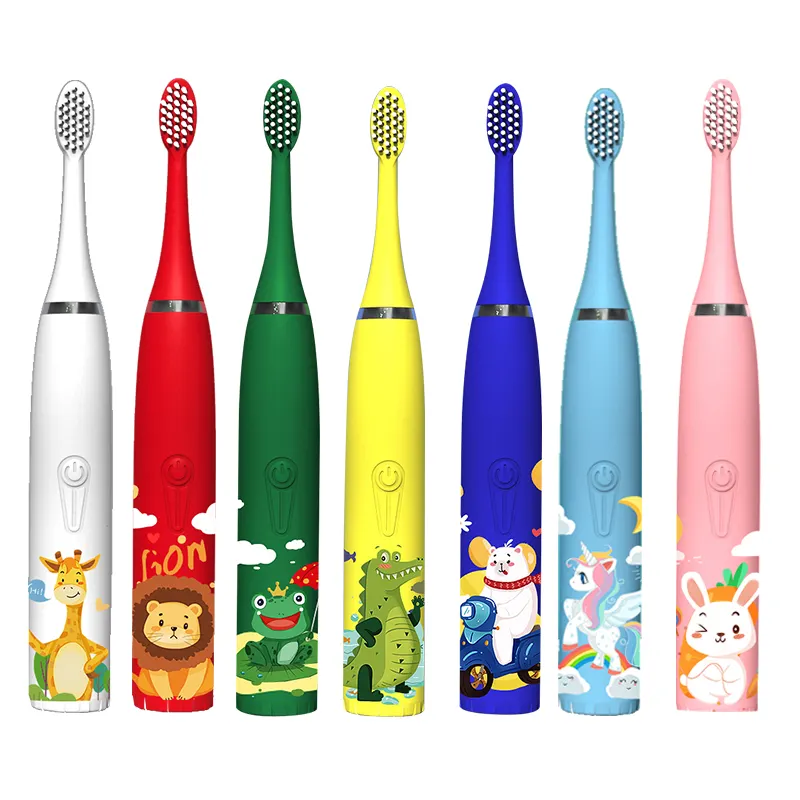 Elektrische Zahnbürste Wiederauf ladbare Cartoon Smart Kinder Zahnbürsten für 3-15 Jahre alte Kinder wasserdichte elektrische Zahnbürste