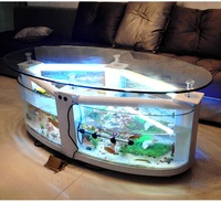 USMILEPET meja kopi ekologis tangki ikan Oval kaca akuarium besar sedang 1.2 Meter tangki ikan mas kreatif untuk ruang tamu