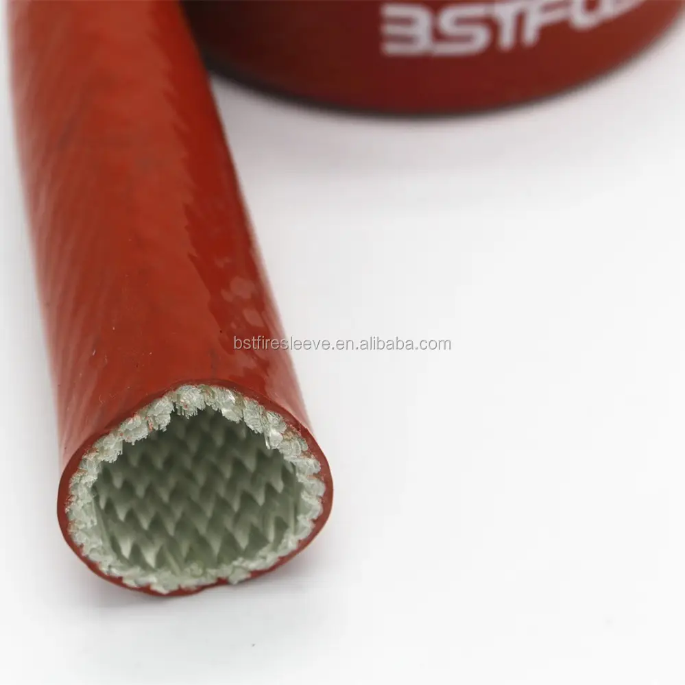Factory Supply Heat Shielded Fire Themo Sleeve Silicone Coated Fiberglass For Hose Lines & Electrical Wiring